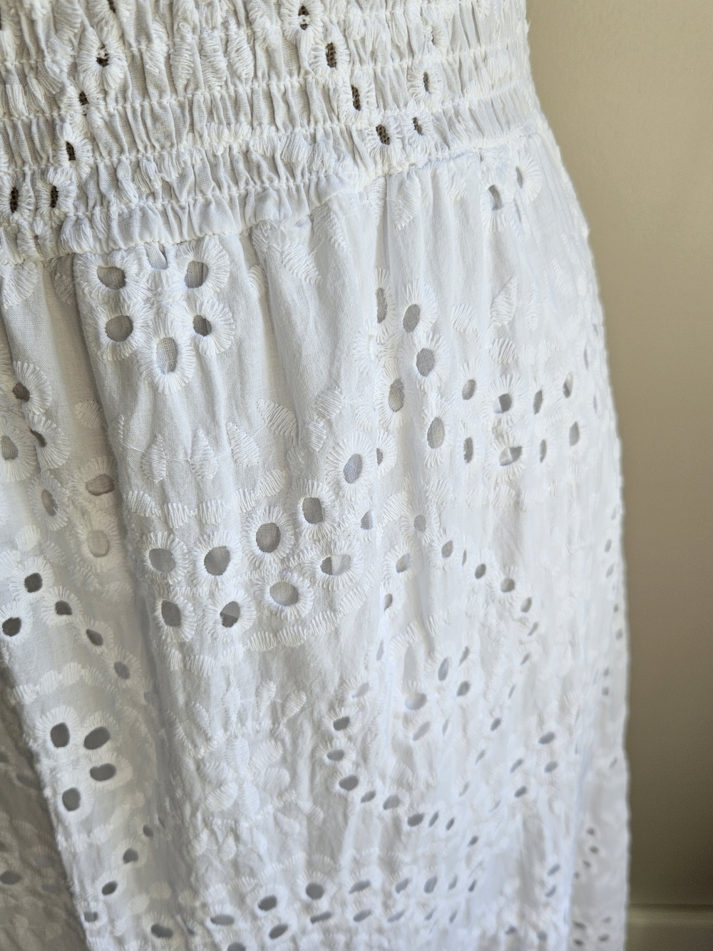 White Eyelet Maxi Dress with Flutter Sleeves - Picture 4 of 5